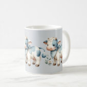 Blue Gingham Baby Cow Pastel Farm Aesthetic Koffiemok (Voorkant rechts)