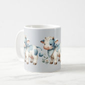 Blue Gingham Baby Cow Pastel Farm Aesthetic Koffiemok (Voorkant links)