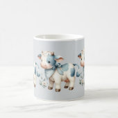 Blue Gingham Baby Cow Pastel Farm Aesthetic Koffiemok (Center)