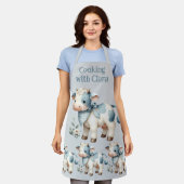Blue Gingham Baby Cow Pastel Farm Aesthetic Schort (Gedragen)