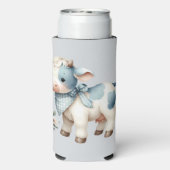 Blue Gingham Baby Cow Pastel Farm Aesthetic Seltzer Blikjeskoeler (Seltzer Achterkant)