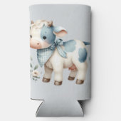 Blue Gingham Baby Cow Pastel Farm Aesthetic Seltzer Blikjeskoeler (Achterkant)