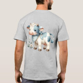 Blue Gingham Baby Cow Pastel Farm Aesthetic T-shirt (Achterkant)