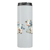 Blue Gingham Baby Cow Pastel Farm Aesthetic Thermosbeker (Achterkant)