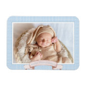Blue Gingham Baby Foto Magneet (Horizontaal)