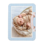 Blue Gingham Baby Foto Magneet (Verticaal)