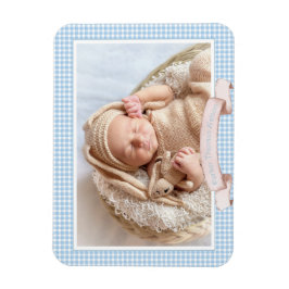 Blue Gingham Baby Foto Magneet