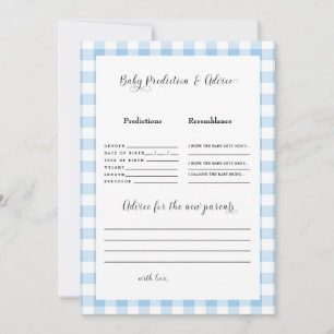 Blue Gingham Baby Predictions II Uitnodiging