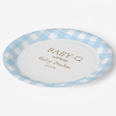 Blue Gingham Baby-Q Circular Plate 2 Papieren Bordje (Gekanteld)