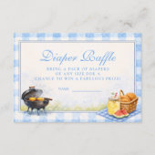 Blue Gingham Baby Q Diapper Raffle Informatiekaartje (Voorkant)
