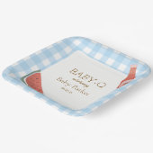 Blue Gingham Baby-Q Square Plate Papieren Bordje (Gebogen)