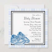 Blue Gingham Baby Shoes Zwart Blauw Baby Boy Showe Kaart (Achterkant)