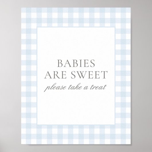 Blue Gingham Baby shower Baby's zijn lief teken Poster (Voorkant)