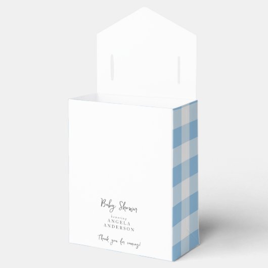 Blue Gingham Baby shower Bedankt Bedankdoosjes (Geopend)