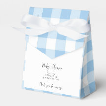 Blue Gingham Baby shower Bedankt