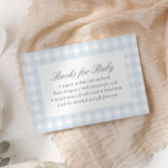 Blue Gingham Baby shower boeken voor Baby Informatiekaartje<br><div class="desc">Nodig vrienden en familie uit om een boek voor baby mee te nemen met deze elegante blauwe gingham baby shower bijsluiter kaart.</div>