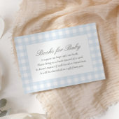 Blue Gingham Baby shower boeken voor Baby Informatiekaartje