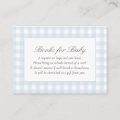 Blue Gingham Baby shower boeken voor Baby Informatiekaartje (Voorkant)