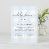 Blue Gingham Baby shower by Mail Invitation Kaart (Staand voorkant)