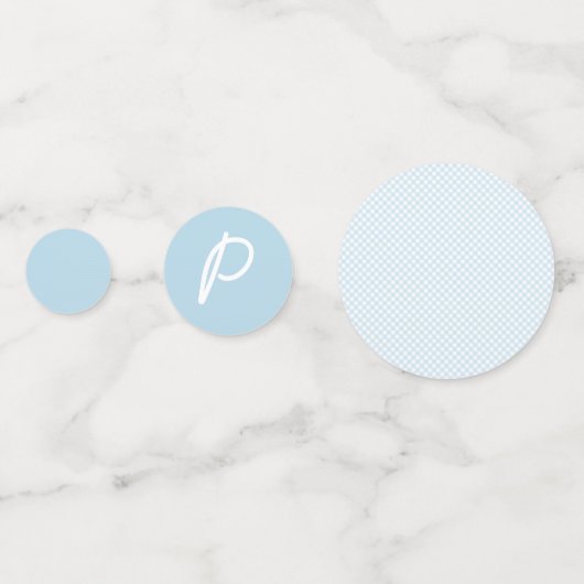 Blue gingham-baby shower confetti (Achterkanten)