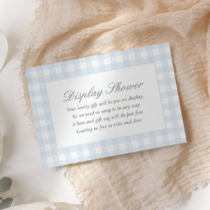 Blue Gingham Baby shower Display Douche Informatiekaartje