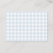 Blue Gingham Baby shower Display Douche Informatiekaartje (Achterkant)