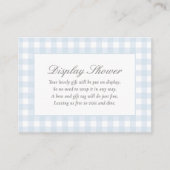 Blue Gingham Baby shower Display Douche Informatiekaartje (Voorkant)