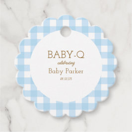 Blue Gingham Baby shower Favoriet Tag Bedankjes Labels