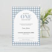 Blue Gingham Baby Shower for Boy Kaart (Staand voorkant)