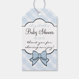 Blue Gingham Baby shower Gast Favor Bedankt Cadeaulabel