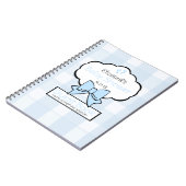 Blue Gingham Baby shower Guest Book- Notitieboek (Linkerzijde)