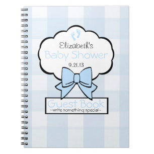 Blue Gingham Baby shower Guest Book- Notitieboek
