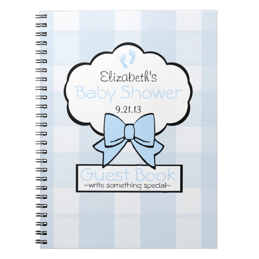 Blue Gingham Baby shower Guest Book- Notitieboek (Voorkant)