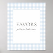 Blue Gingham Baby shower gunsten teken Poster (Voorkant)