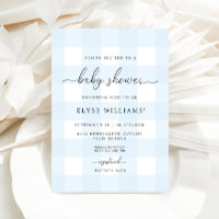 Blue Gingham Baby shower Invitation