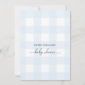 Blue Gingham Baby shower Invitation Kaart (Achterkant)