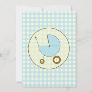 Blue Gingham Baby shower Invitation Kaart