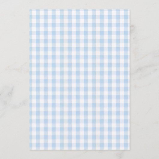 Blue Gingham Baby Shower Kaart (Achterkant)