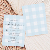 Blue Gingham Baby shower Kaart