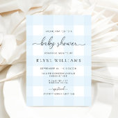 Blue Gingham Baby shower Kaart