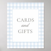 Blue Gingham Baby shower Kaarten en geschenken tek Poster (Voorkant)