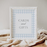 Blue Gingham Baby shower Kaarten en geschenken tek Poster<br><div class="desc">Show vrienden en familie waar hun kaarten en geschenken te verlaten met dit elegante blauwe gingham baby shower teken.</div>