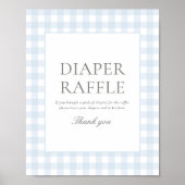 Blue Gingham Baby shower luier Raffle teken Poster (Voorkant)