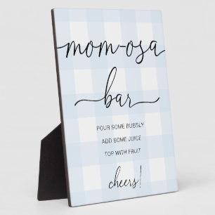 Blue Gingham Baby shower Mam-osa Bar Sign Fotoplaat