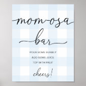 Blue Gingham Baby shower Mam-osa Bar Sign Poster (Voorkant)