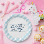 Blue Gingham Baby shower Paper Borden Papieren Bordje (Feest)
