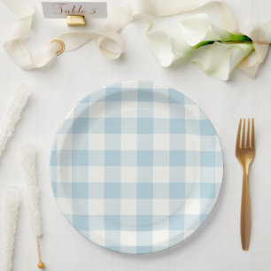 Blue Gingham Baby shower Papier Borden Papieren Bordje
