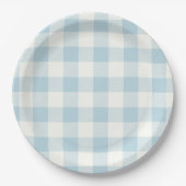 Blue Gingham Baby shower Papier Borden Papieren Bordje (Voorkant)