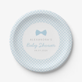 Blue gingham-baby shower papieren bordje