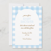 Blue Gingham Baby shower Uitnodiging (Voorkant)